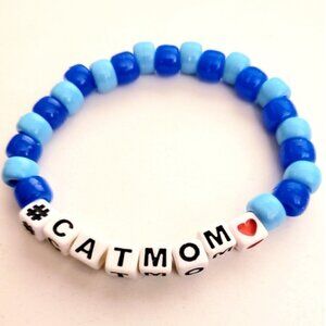 Cat Mom Kandi Word bracelet Blue